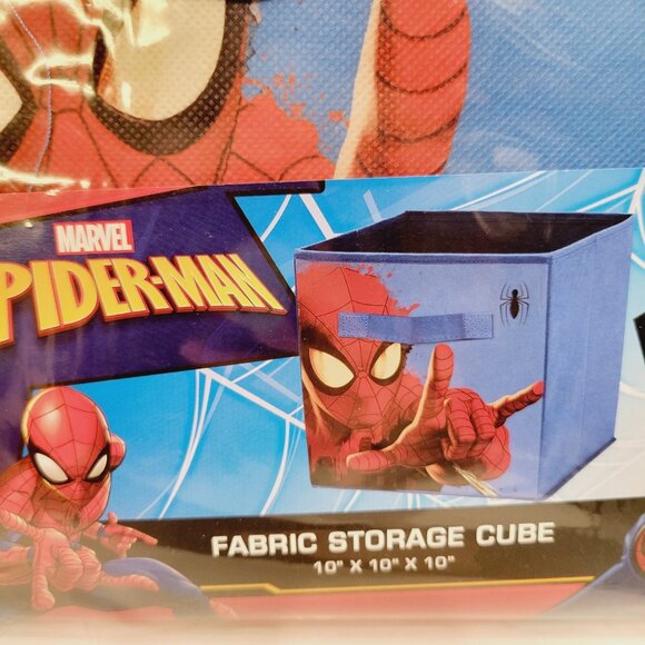 Marvel Spiderman Fabric Storage Cube Plus Miles Small Blue Red Throw Pillow Set - Picture 2 of 6